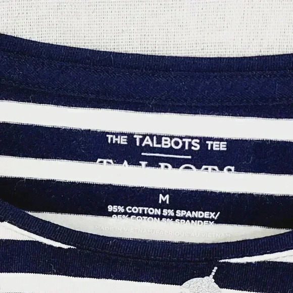 Talbots Ornament Printed Long sleeve Crewneck Tee Women's M Striped 8159P - Picture 4 of 6